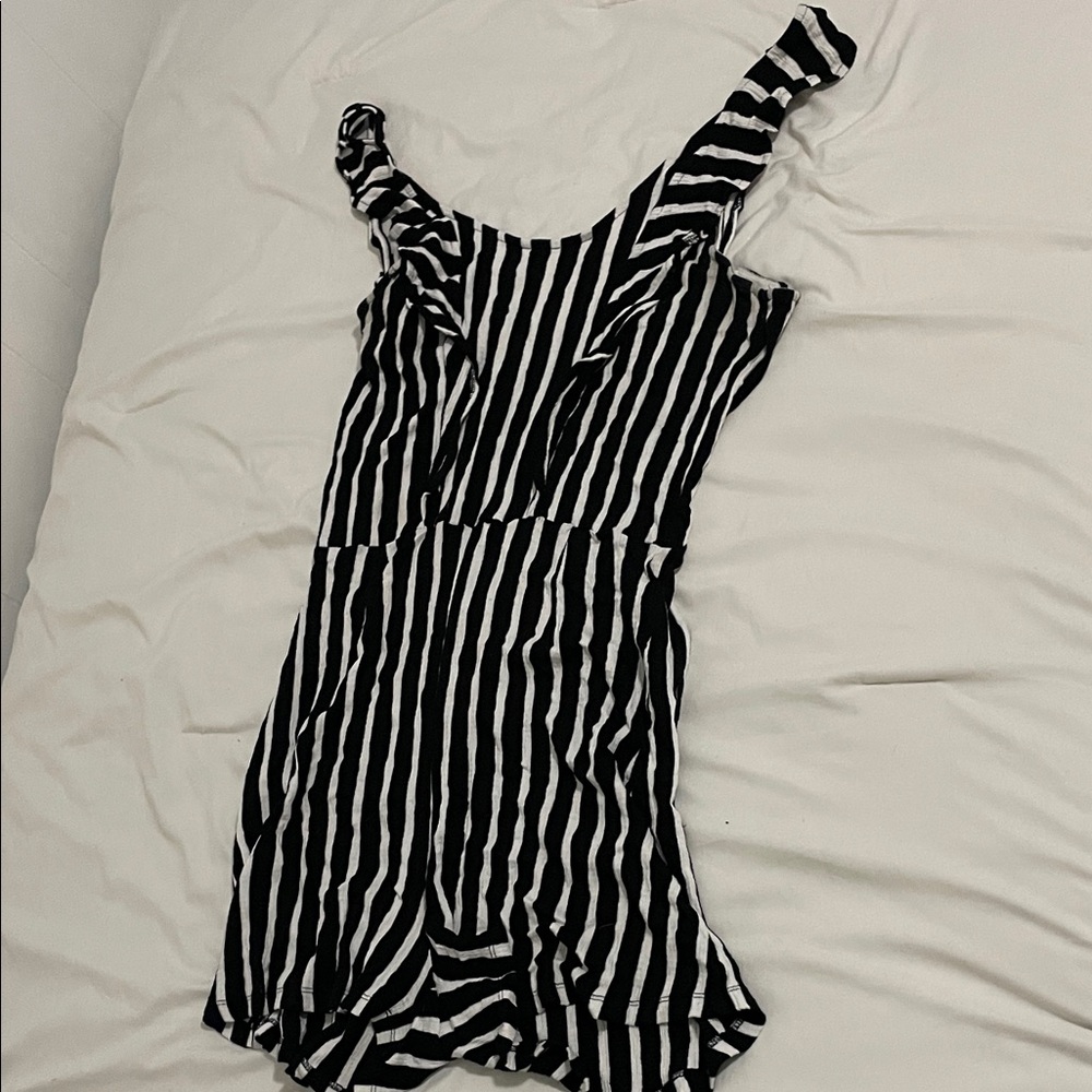 Black and White Striped Romper